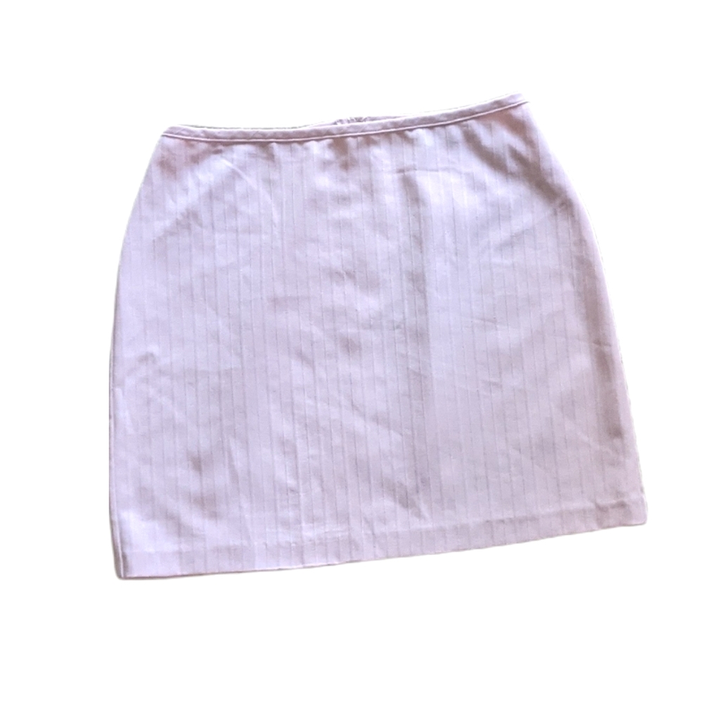 Vintage Y2K Baby Pink Vertical Stripe Mini Skirt - Size L